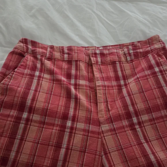 Vintage Women's Cherokee Pink & Orange Plaid Ankle Pants - Picture 3 of 9